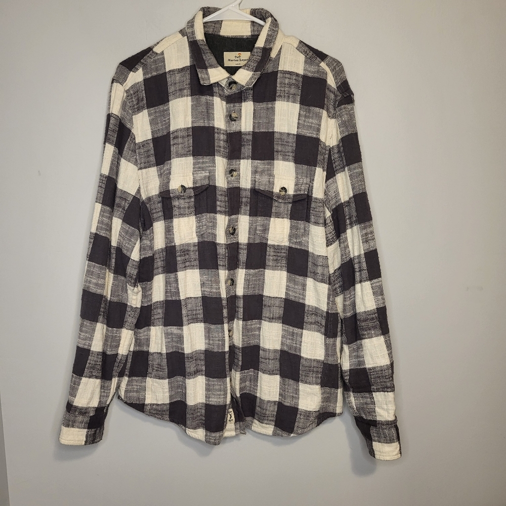 Marine Layer Men’s Plaid Button-Up Long Sleeve Lined Flannel Casual Shirt Size L